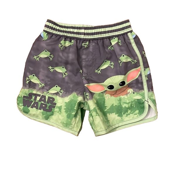 Star Wars Swim Trunks Infant 18 Months Baby Yoda Frogs Green Gray - Picture 1 of 11